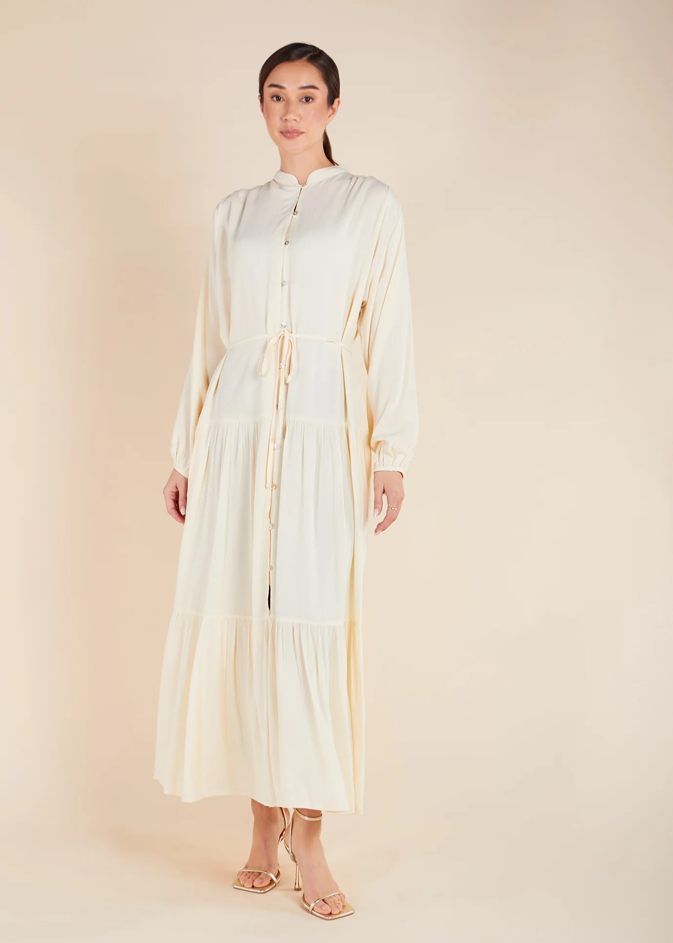 Creamy Cotton Tiered Maxi