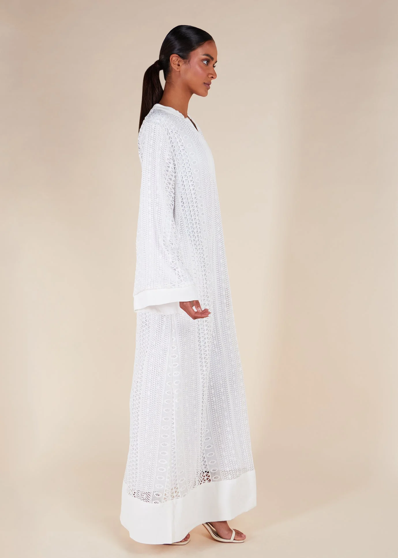 Crochet Maxi Dress White - Image 2