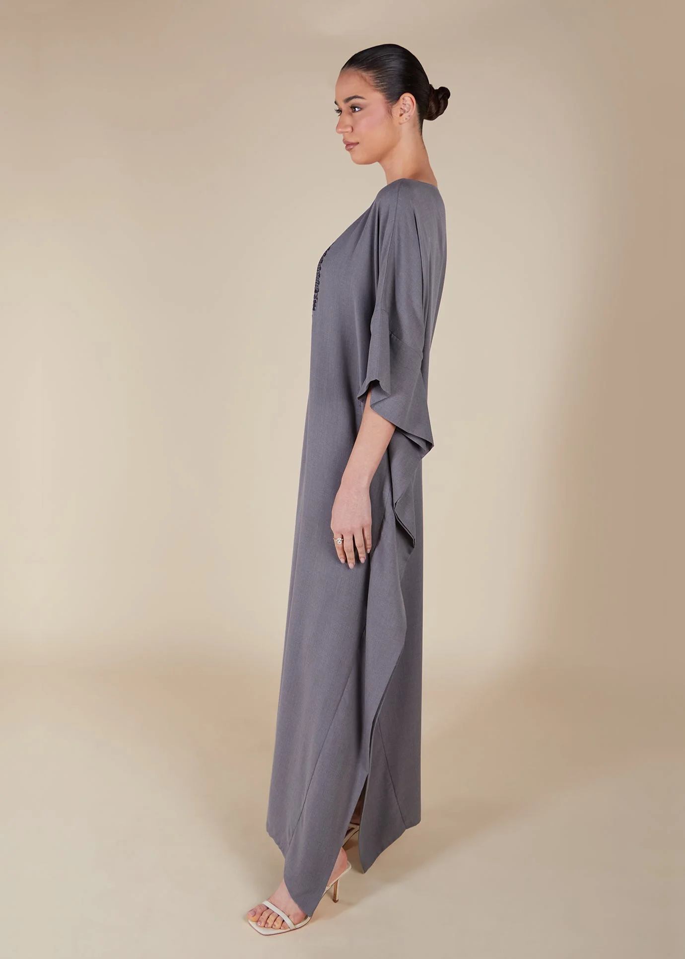 Floaty Tatreez Kaftan Grey - Image 3