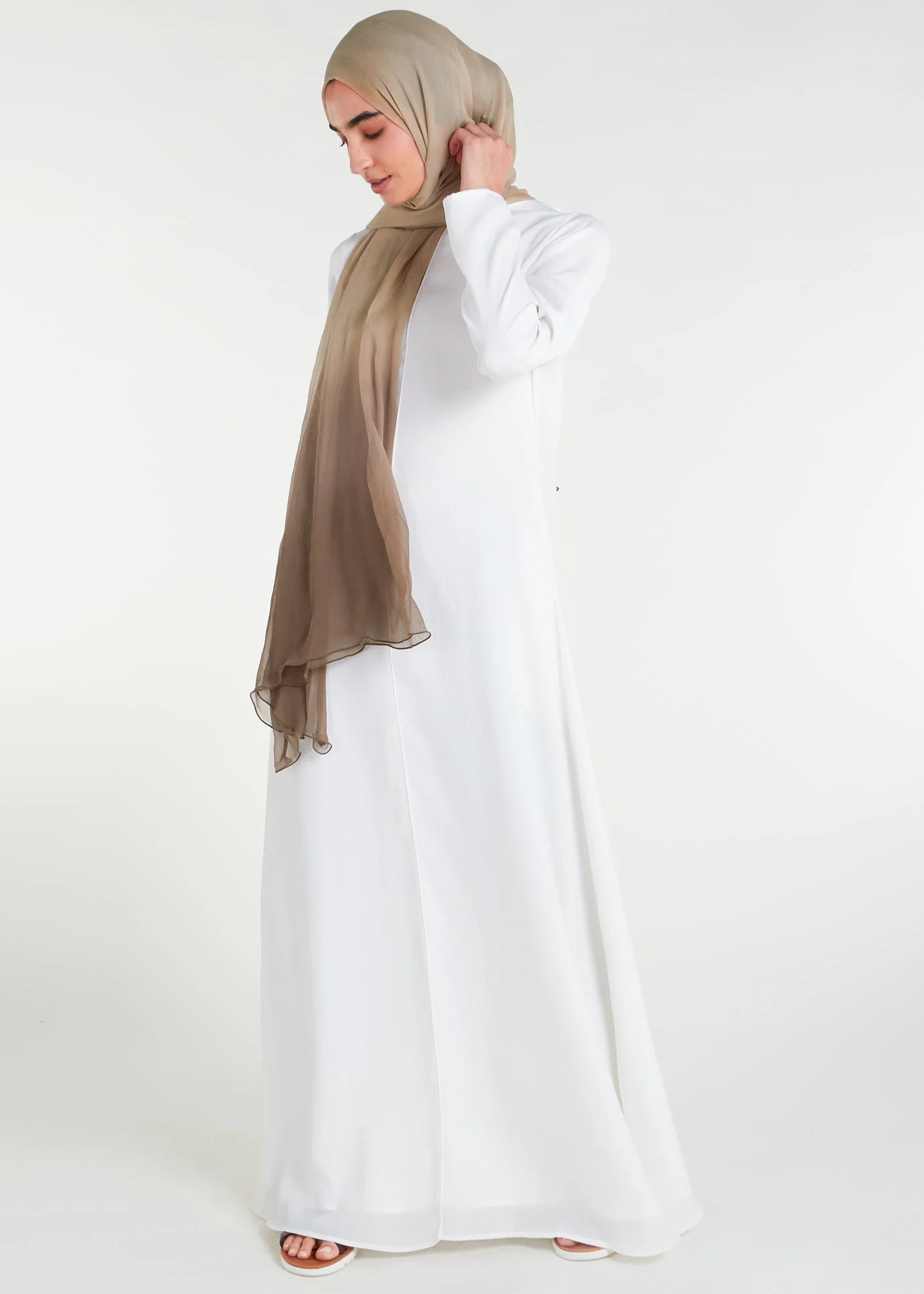 Long Line Abaya White - Image 3