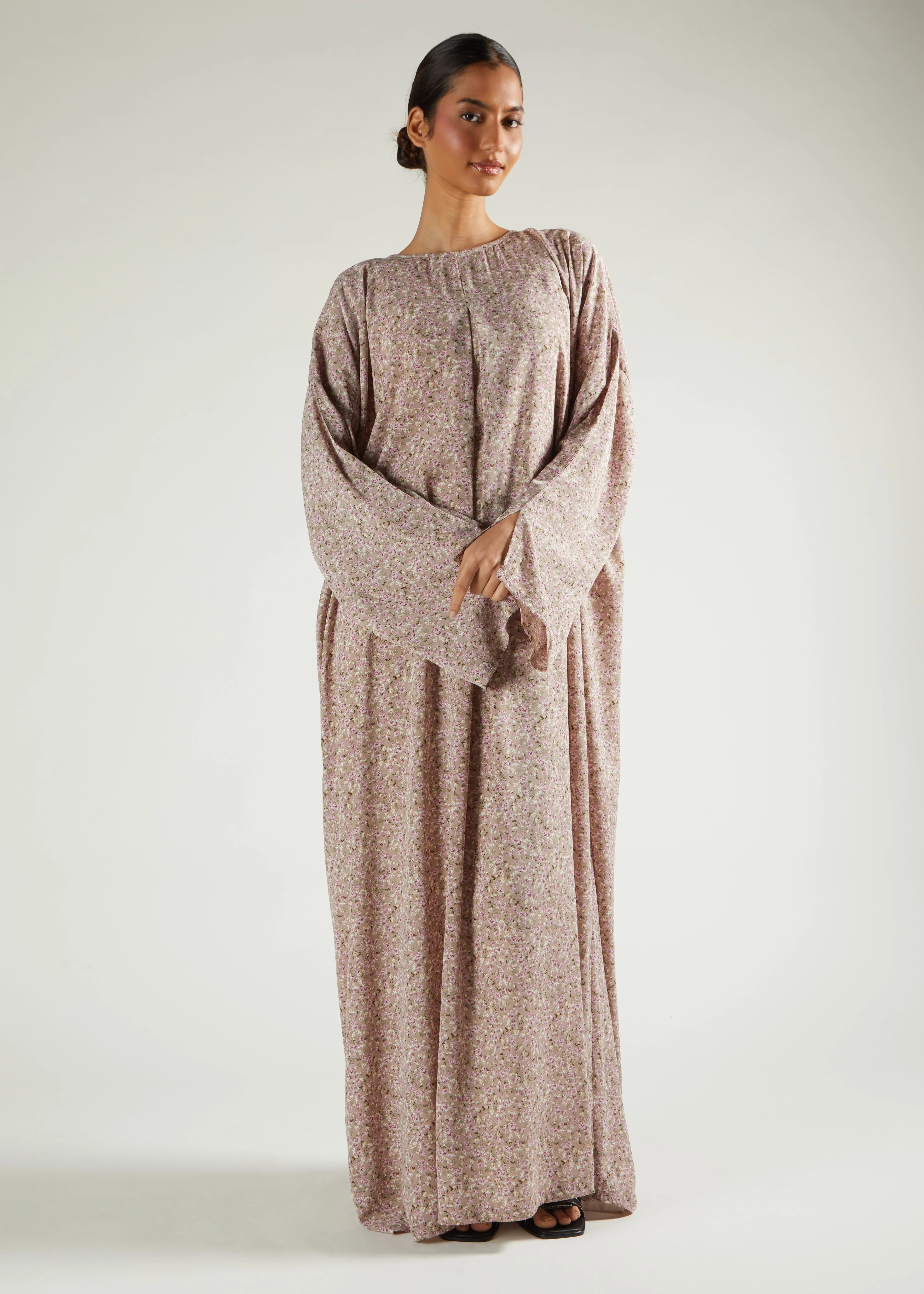 Pink Floral Prayer Abaya & Hijab