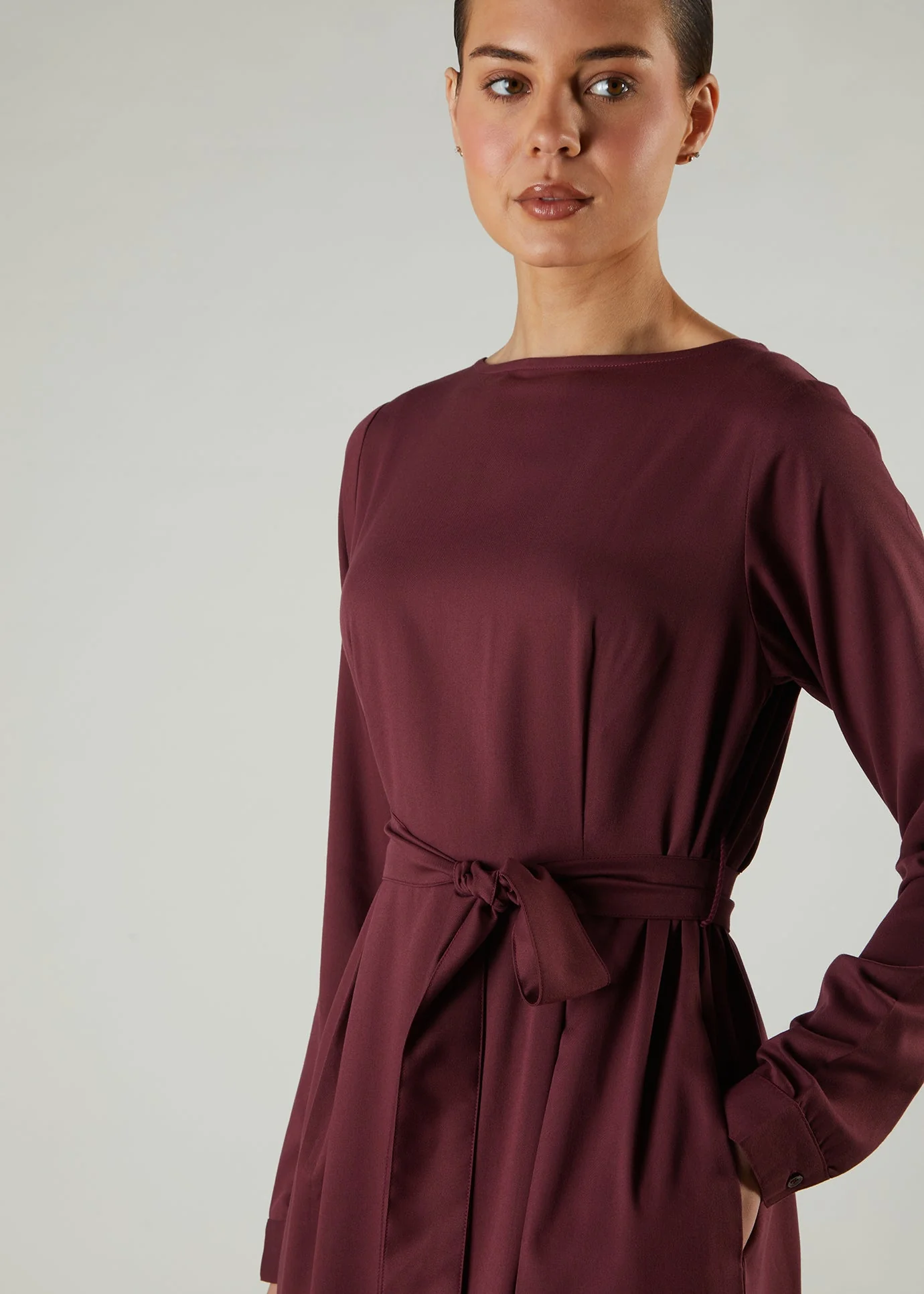 Skirt Pleat Abaya Plum - Image 4