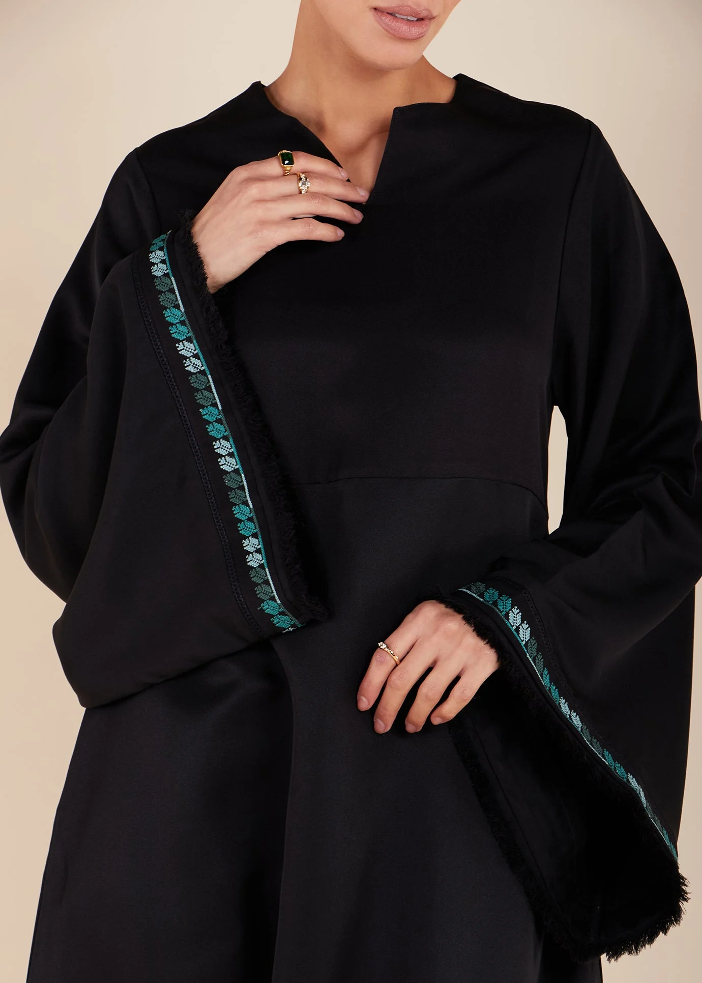 Turquoise Tatreez Abaya - Image 2