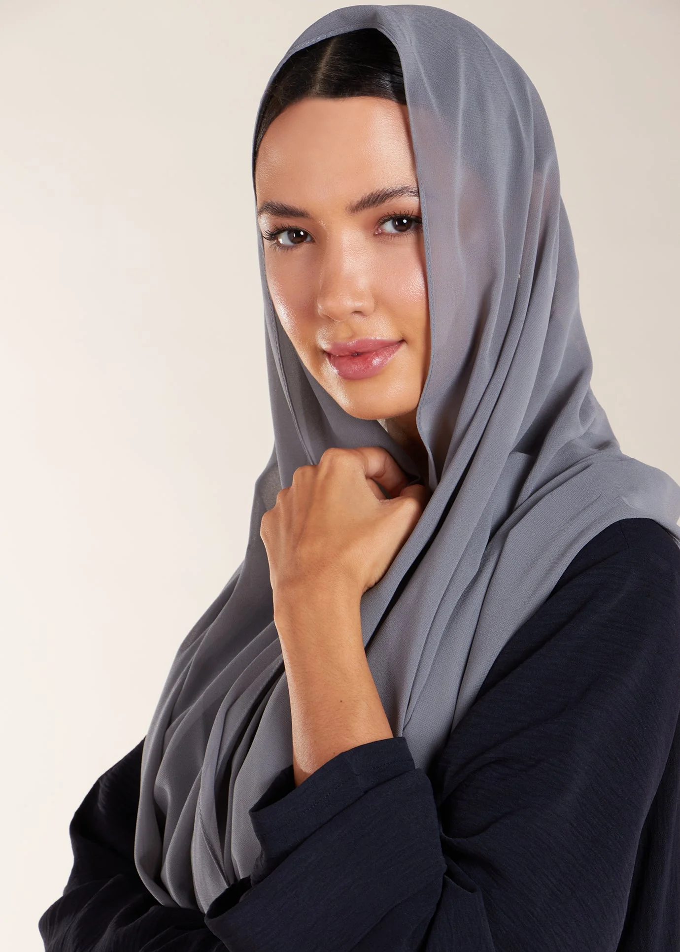 Two Piece Open Abaya with Slip Navy - Image 6