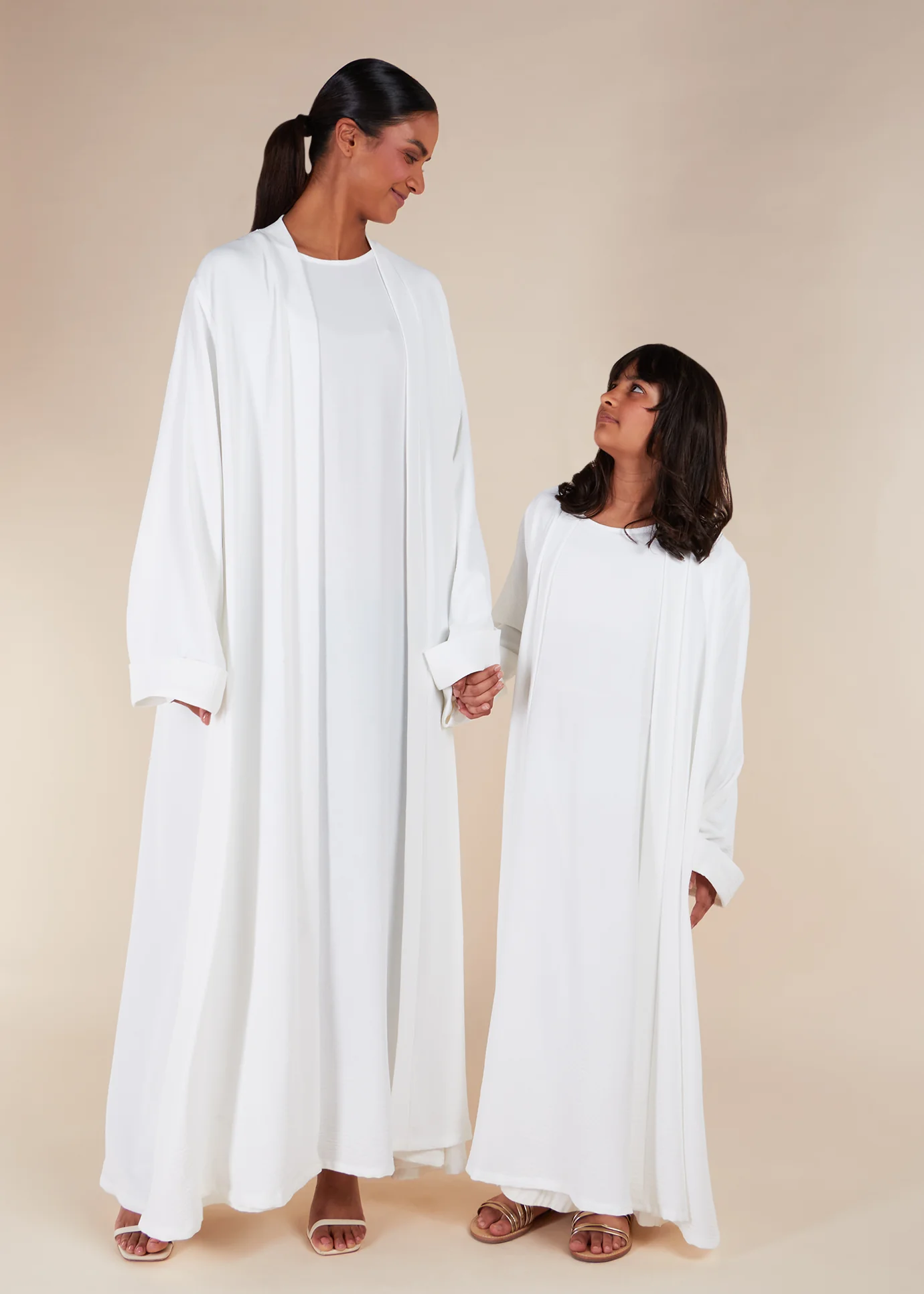 Two Piece Open Abaya With Slip White - Image 5